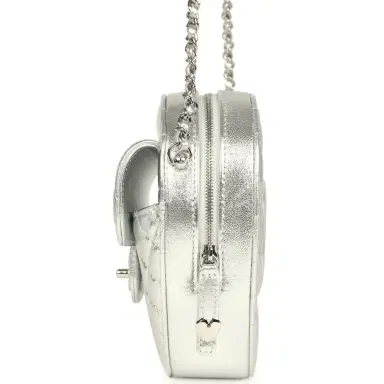 Chanel Chanel CC In Love Large Heart Bag with Chain Silver Metallic Lambskin Silver Hardware | Thumbnail 3