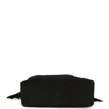 Chanel Chanel Large Drawstring Bucket Bag Black Suede Gold Hardware | Thumbnail 6