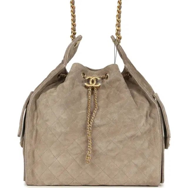 Chanel Chanel Medium 25 Hobo Bag Dark Grey Suede Antique Gold Hardware