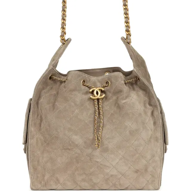 Chanel Chanel Medium 25 Hobo Bag Dark Grey Suede Antique Gold Hardware