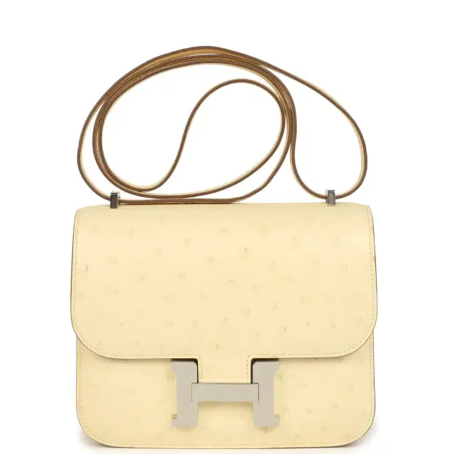 hermes Hermes Constance 18 Vanille Ostrich Palladium Hardware