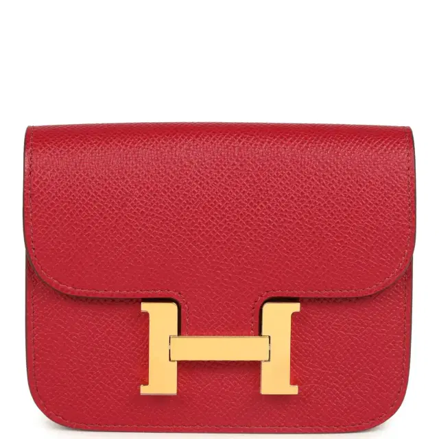 Hermes Constance Slim Wallet Rubis Epsom Gold Hardware