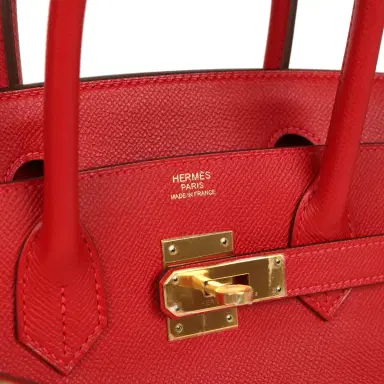 HERMÈS Pre-owned Hermes Birkin 30 Rouge Casaque Epsom Gold Hardware | Thumbnail 7