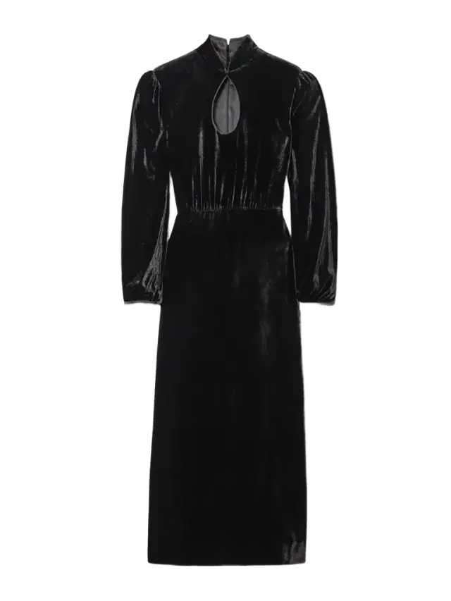 Domino Cutout Velvet Turtleneck Midi Dress