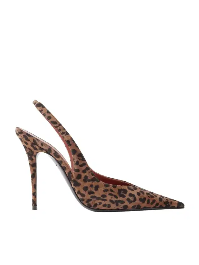 Amina Muaddi Anok Leopard-print Suede Slingback Pumps