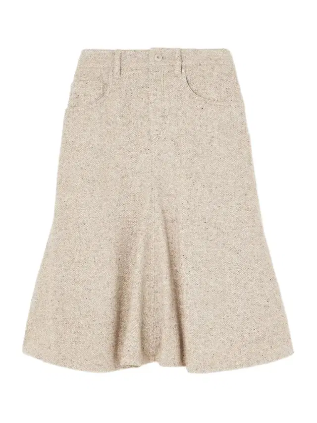 Herring Bone Wool-blend Midi Skirt