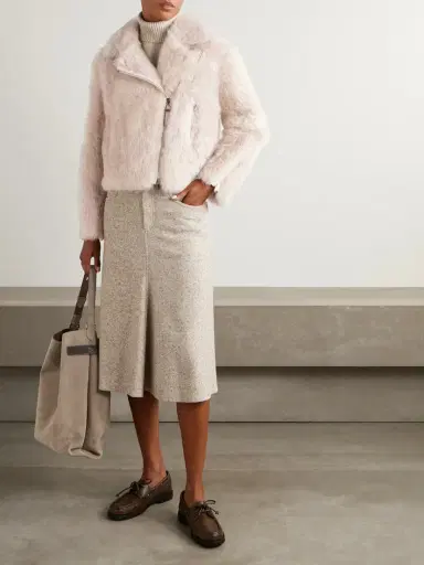 Brunello Cucinelli Leather-trimmed Shearling Jacket | Thumbnail 2