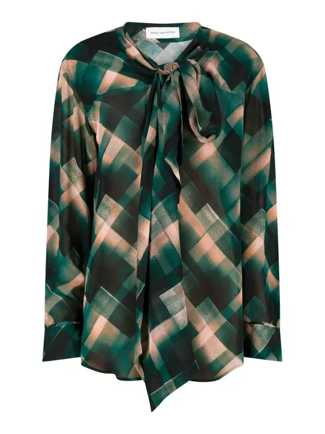 Dries Van Noten Curbi Tie-Neck Blouse