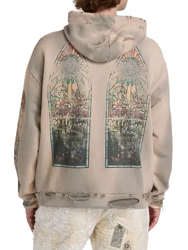 Who Decides War Men's Faded Zip-Front Hoodie - Vintage Grey | Thumbnail 5