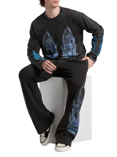 Who Decides War Men's Flame Glass Layered Long-Sleeve Jersey T-Shirt - Coal - Size XXL | Thumbnail 2
