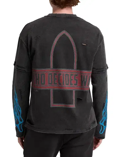 Who Decides War Men's Flame Glass Layered Long-Sleeve Jersey T-Shirt - Coal - Size XXL | Thumbnail 5