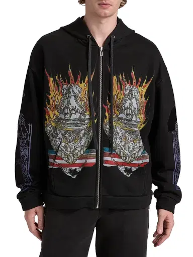 Who Decides War Men's Engulfed Memories Full-Zip Hoodie - Coal - Size XXXL | Thumbnail 3