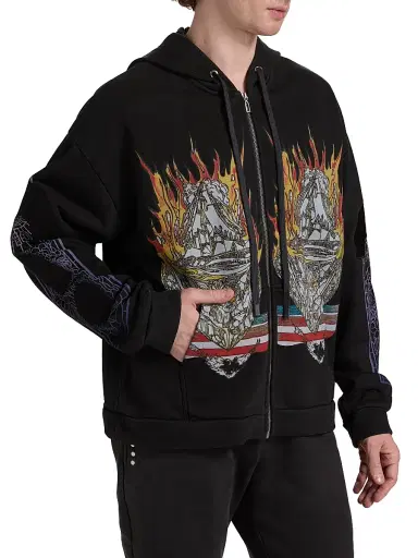 Who Decides War Men's Engulfed Memories Full-Zip Hoodie - Coal - Size XXXL | Thumbnail 4