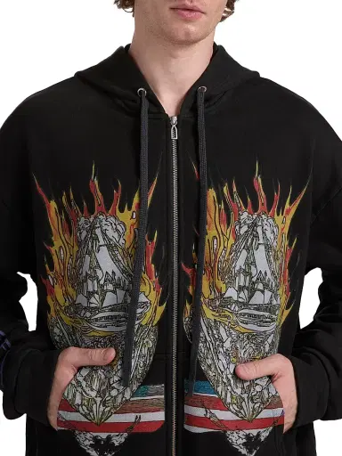 Who Decides War Men's Engulfed Memories Full-Zip Hoodie - Coal - Size XXXL | Thumbnail 6