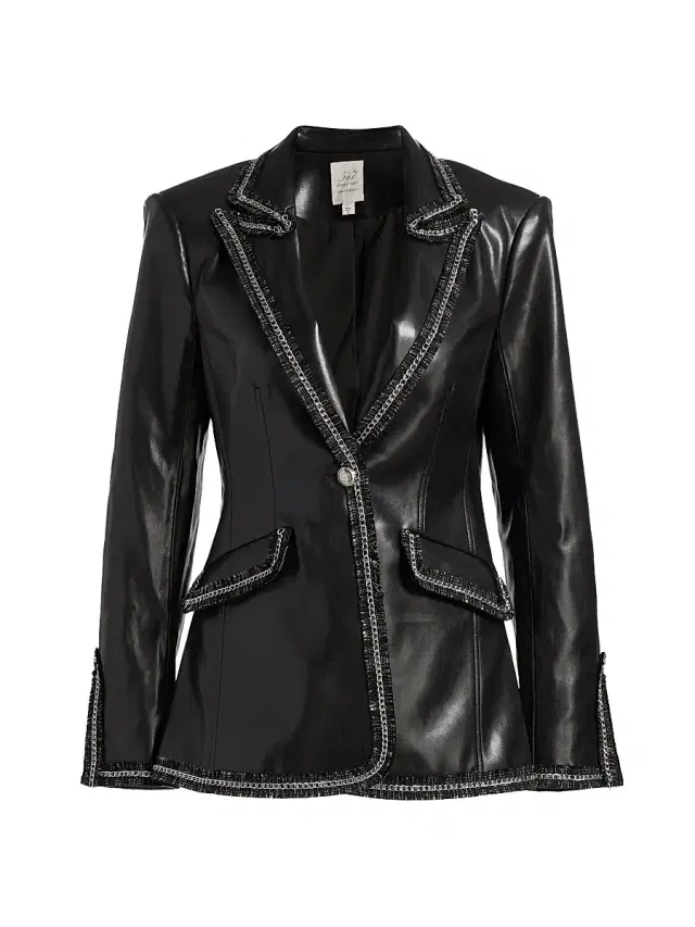 Cinq à Sept Women's Danicka Chain-Trim Faux-Leather Blazer - Black