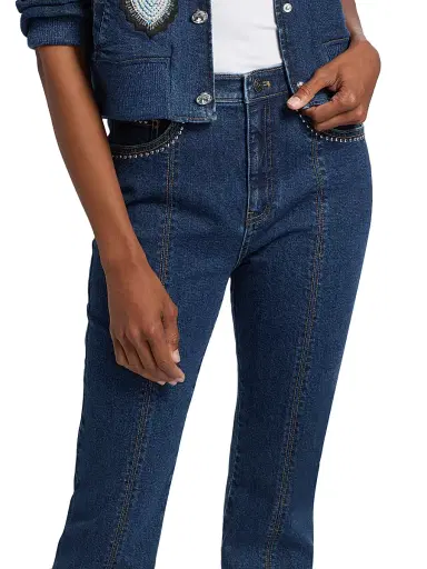 Cinq à Sept Women's Shailene Studded Boot-Cut Jeans | Thumbnail 6 Cinq à Sept Women's Shailene Studded Boot-Cut Jeans | Thumbnail 6