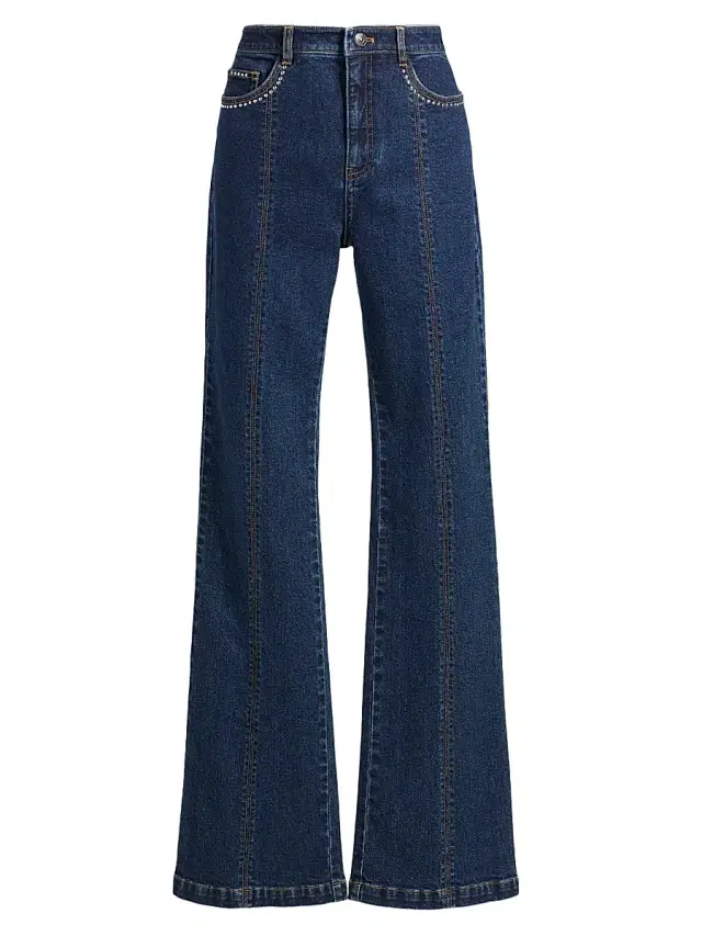 Cinq à Sept Women's Shailene Studded Boot-Cut Jeans - Oceane Silver