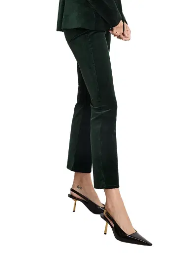 Good American Women's Good Stretch-Velvet High-Rise Kick-Flare Pants - Pine Green | Thumbnail 3
