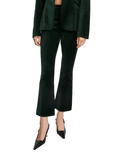Good American Women's Good Stretch-Velvet High-Rise Kick-Flare Pants - Pine Green | Thumbnail 1