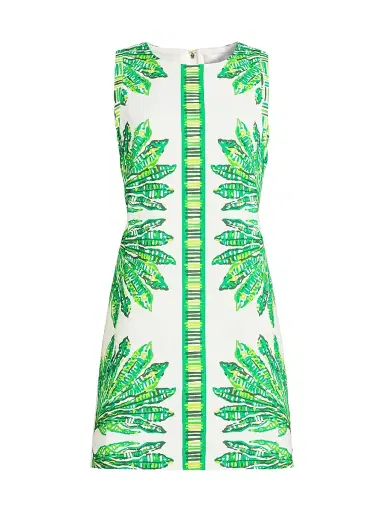 Lilly Pulitzer Women's Devyn Printed Stretch-Cotton Minidress - Kitts Green Shady Babe - Size 4 | Thumbnail 1 Lilly Pulitzer Women's Devyn Printed Stretch-Cotton Minidress - Kitts Green Shady Babe - Size 4 | Thumbnail 1