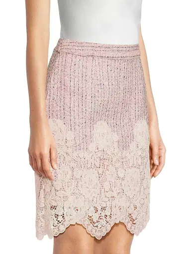Lilly Pulitzer Women's Bettany Lace-Appliqué Scalloped Bouclé Miniskirt - Pink Bliss Blushing Boucle - Size 16 | Thumbnail 4 Lilly Pulitzer Women's Bettany Lace-Appliqué Scalloped Bouclé Miniskirt - Pink Bliss Blushing Boucle - Size 16 | Thumbnail 4