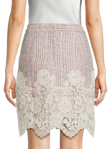 Lilly Pulitzer Women's Bettany Lace-Appliqué Scalloped Bouclé Miniskirt - Pink Bliss Blushing Boucle - Size 16 | Thumbnail 5 Lilly Pulitzer Women's Bettany Lace-Appliqué Scalloped Bouclé Miniskirt - Pink Bliss Blushing Boucle - Size 16 | Thumbnail 5