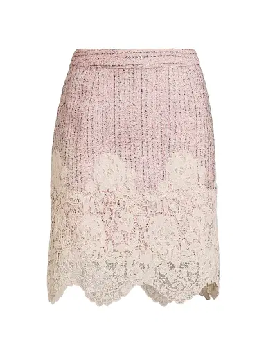 Lilly Pulitzer Women's Bettany Lace-Appliqué Scalloped Bouclé Miniskirt - Pink Bliss Blushing Boucle - Size 16 | Thumbnail 1 Lilly Pulitzer Women's Bettany Lace-Appliqué Scalloped Bouclé Miniskirt - Pink Bliss Blushing Boucle - Size 16 | Thumbnail 1