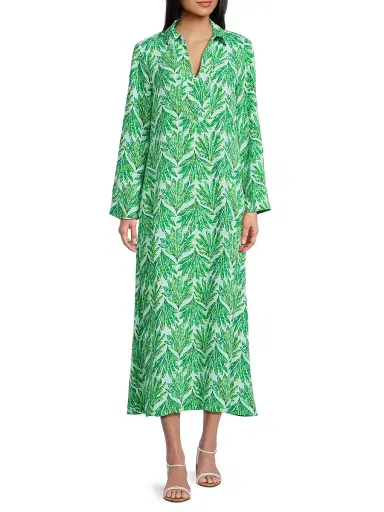 Lilly Pulitzer Women's Simona Printed Straight Caftan-Style Maxi Dress - Kitts Green Shady Babe - Size Large | Thumbnail 2