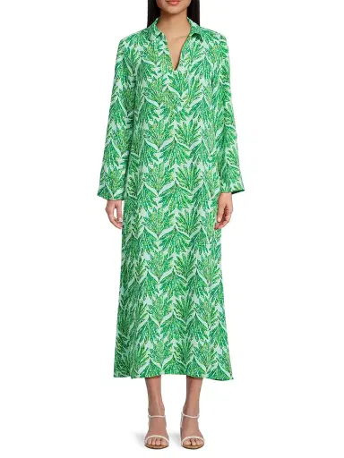 Lilly Pulitzer Women's Simona Printed Straight Caftan-Style Maxi Dress - Kitts Green Shady Babe - Size Large | Thumbnail 3
