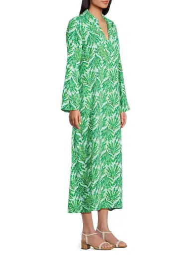 Lilly Pulitzer Women's Simona Printed Straight Caftan-Style Maxi Dress - Kitts Green Shady Babe - Size Large | Thumbnail 4