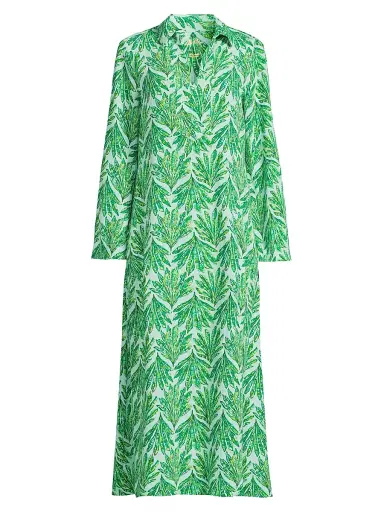 Lilly Pulitzer Women's Simona Printed Straight Caftan-Style Maxi Dress - Kitts Green Shady Babe - Size Large | Thumbnail 1