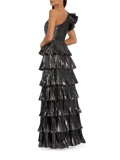 Mac Duggal Women's Ruffled Metallic One-Shoulder Gown - Gunmetal - Size 16 | Thumbnail 2 Mac Duggal Women's Ruffled Metallic One-Shoulder Gown - Gunmetal - Size 16 | Thumbnail 2