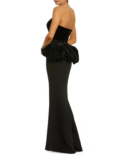 Mac Duggal Women's Mixed-Media Strapless Peplum Gown - Black - Size 12 | Thumbnail 2