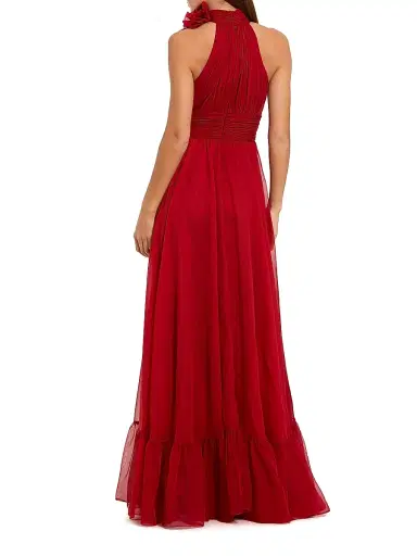Mac Duggal Women's Sleeveless Floral Chiffon Gown - Deep Red - Size 8 | Thumbnail 2