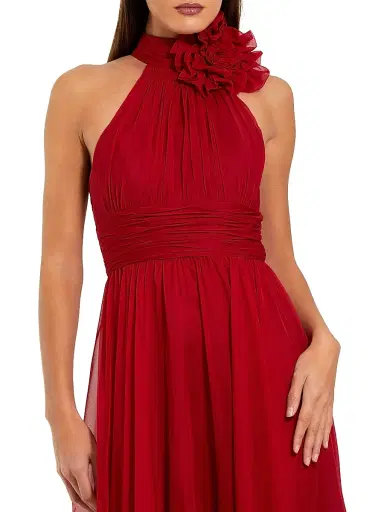 Mac Duggal Women's Sleeveless Floral Chiffon Gown - Deep Red - Size 8 | Thumbnail 3