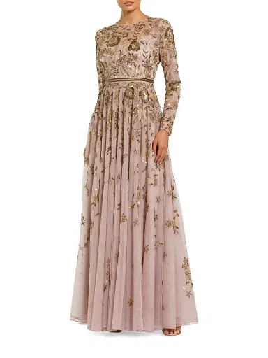 Mac Duggal Women's Embellished Floral-Embroidered Mesh Gown | Thumbnail 1