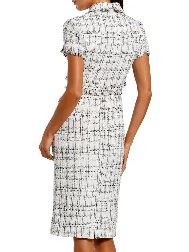 Mac Duggal Women's Frayed Bouclé Midi-Dress | Thumbnail 3 Mac Duggal Women's Frayed Bouclé Midi-Dress | Thumbnail 3