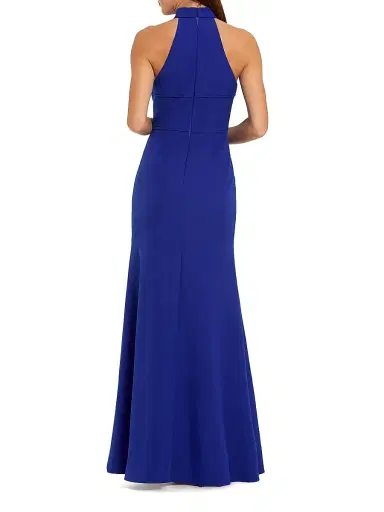 Mac Duggal Women's Rosette Sleeveless Crepe Column Gown - Cobalt - Size 12 | Thumbnail 2