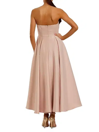 Mac Duggal Women's Rosette Satin Strapless A-Line Midi-Dress - Rose Pink - Size 14 | Thumbnail 2