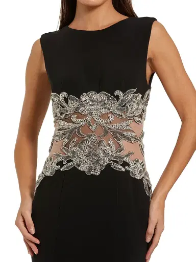 Mac Duggal Women's Beaded-Waist SleevelessJersey Gown - Black - Size 14 | Thumbnail 3