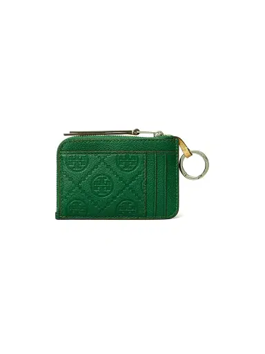 Tory Burch Women's Pebbled Leather Card Case - Dark Kale | Thumbnail 2 Tory Burch Women's Pebbled Leather Card Case - Dark Kale | Thumbnail 2