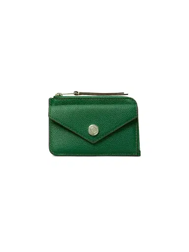Tory Burch Women's Pebbled Leather Card Case - Dark Kale | Thumbnail 1 Tory Burch Women's Pebbled Leather Card Case - Dark Kale | Thumbnail 1