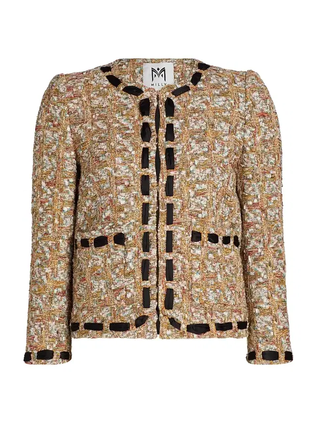 Milly Women's Roman Tweed Ribbon Jacket - Gold Multi
