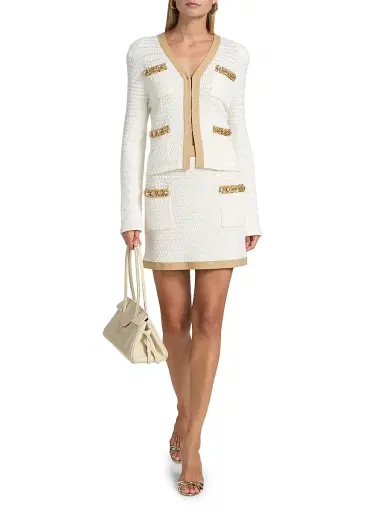Milly Women's Reggie Crystal-Embellished Miniskirt - Ecru Gold | Thumbnail 2 Milly Women's Reggie Crystal-Embellished Miniskirt - Ecru Gold | Thumbnail 2