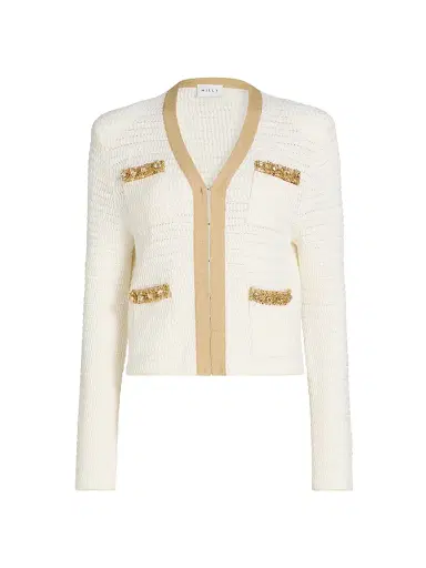 Milly Women's Reid Embellished-Trimmed Cardigan | Thumbnail 1