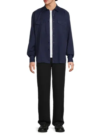 Stefano Ricci Men's Cotton Poplin Shirt - Blue Dark Wash - Size 16 | Thumbnail 2 Stefano Ricci Men's Cotton Poplin Shirt - Blue Dark Wash - Size 16 | Thumbnail 2