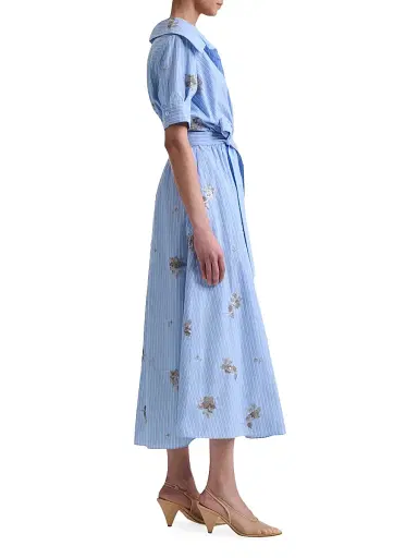 Altuzarra Women's Lydia Embellished Floral Striped Shirtdress - Danube Stripe | Thumbnail 3 Altuzarra Women's Lydia Embellished Floral Striped Shirtdress - Danube Stripe | Thumbnail 3