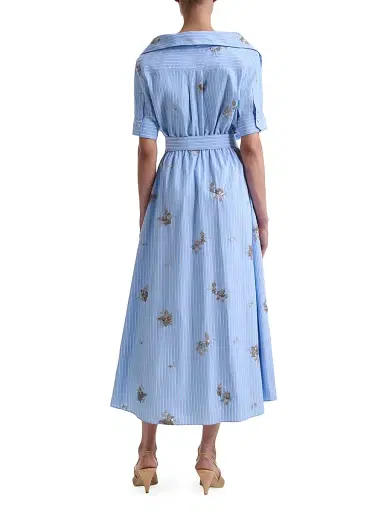 Altuzarra Women's Lydia Embellished Floral Striped Shirtdress - Danube Stripe | Thumbnail 4 Altuzarra Women's Lydia Embellished Floral Striped Shirtdress - Danube Stripe | Thumbnail 4