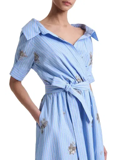 Altuzarra Women's Lydia Embellished Floral Striped Shirtdress - Danube Stripe | Thumbnail 5 Altuzarra Women's Lydia Embellished Floral Striped Shirtdress - Danube Stripe | Thumbnail 5