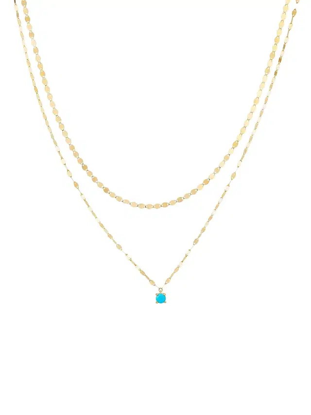 Women's Solo 14K Yellow Gold & Turquoise Double-Chain Necklace - Yellow Gold